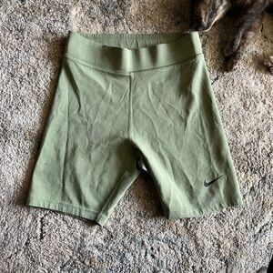 women’s green Nike sportswear biker shorts